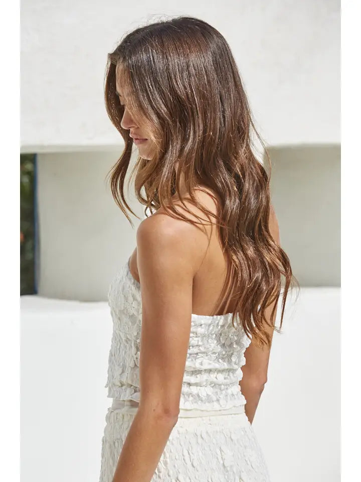 White Lace Strapless Top