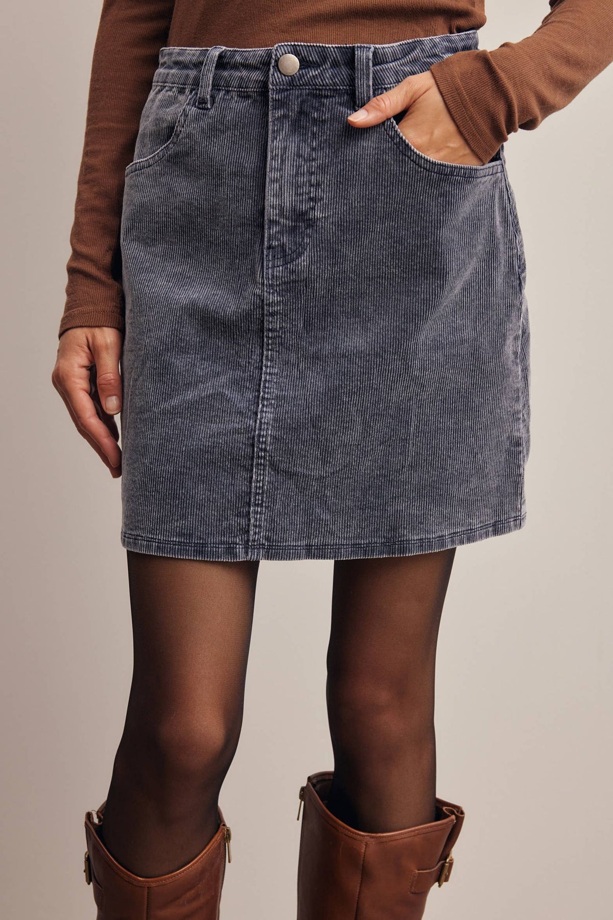 Stretch Corduroy Mini Skirt
