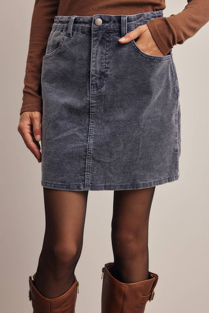 Stretch Corduroy Mini Skirt
