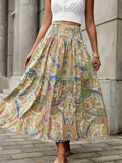 Women's Spring Summer Bohemian Printed Beach Skirt