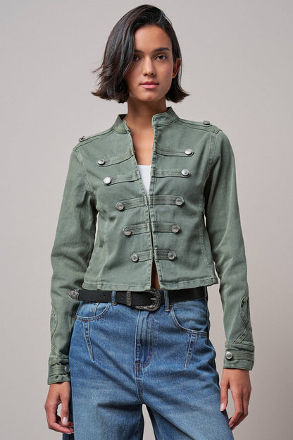 Military Double-Button Stretch Cotton Jacket