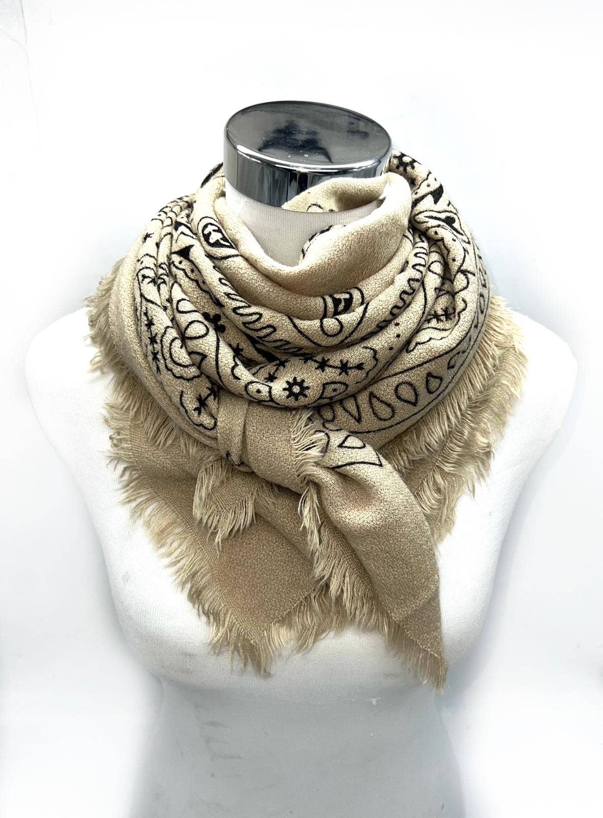 Large square scarf with bandana patterns