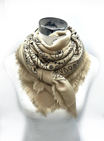 Large square scarf with bandana patterns