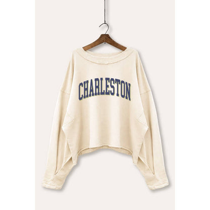 Charleston Collegiate Typography Cropped Sweatshirt