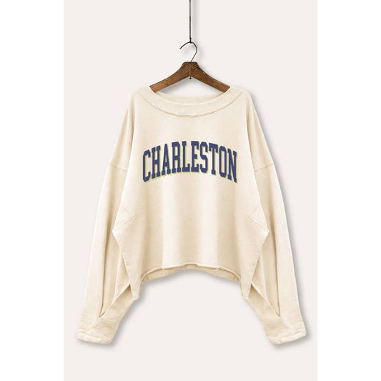 Charleston Collegiate Typography Cropped Sweatshirt