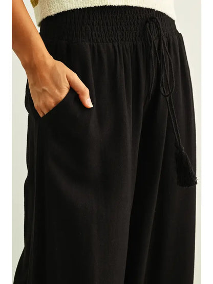 Linen Smocked Waist Pants