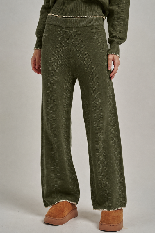 COZY TEXTURED GEOMETRIC SWEATER LOUNGE PANTS