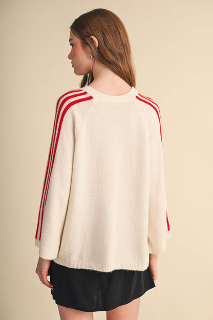 STRIPED 3/4 SLEEVE SWEATER