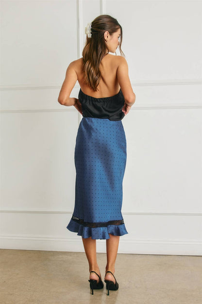 Polka Dot Lace Inset Ruffled Skirt