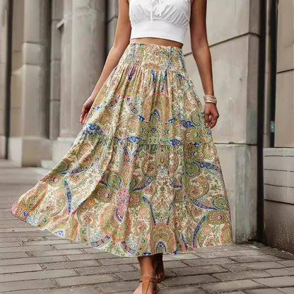 Women's Spring Summer Bohemian Printed Beach Skirt