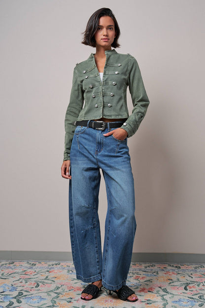 Military Double-Button Stretch Cotton Jacket