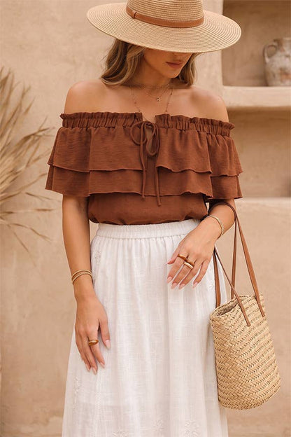 Off-Shoulder Tiered Ruffle Top