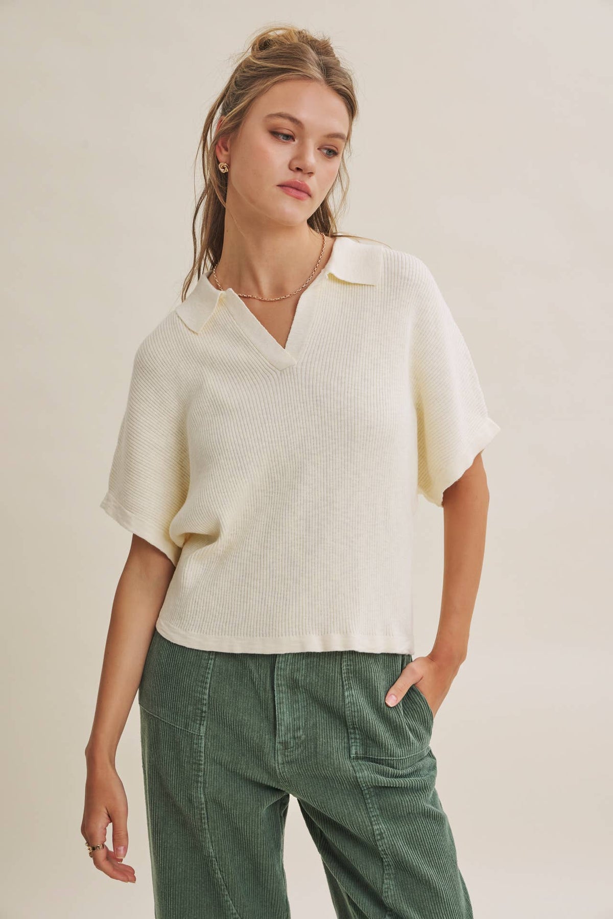 EASY LAYERING FAVORITE RELAXED SLUB RIB DOLMAN SWEATER
