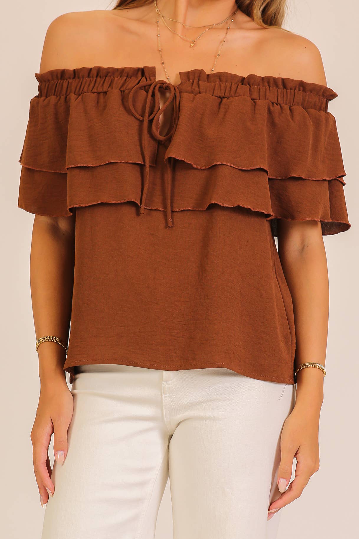 Off-Shoulder Tiered Ruffle Top