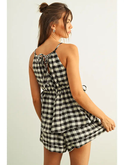 Gingham Black/White Shorts