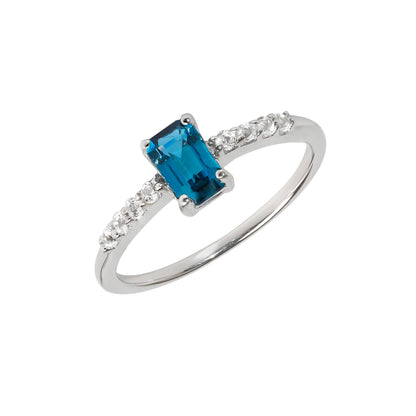 925 Sterling Silver London Blue Topaz Gemstone Band Ring