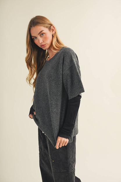 Center-Seam Boxy Drop-Shoulder Pullover