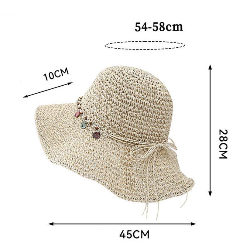 Beach Solid Color Foldable Sun Straw Hat MK2RTK6W6HAT175