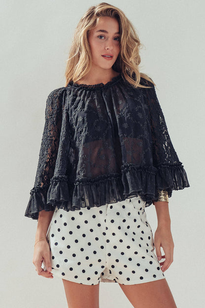 Polka Dot Print High-Waist Cotton Shorts
