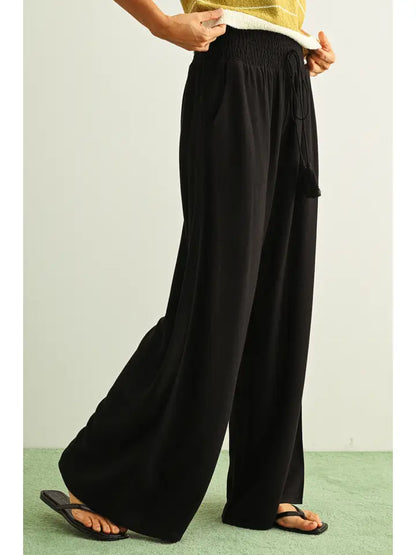 Linen Smocked Waist Pants