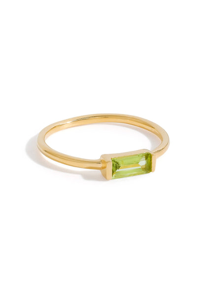 Gold Plated Baguette-Cut Peridot Stack Band Minimalist Ring
