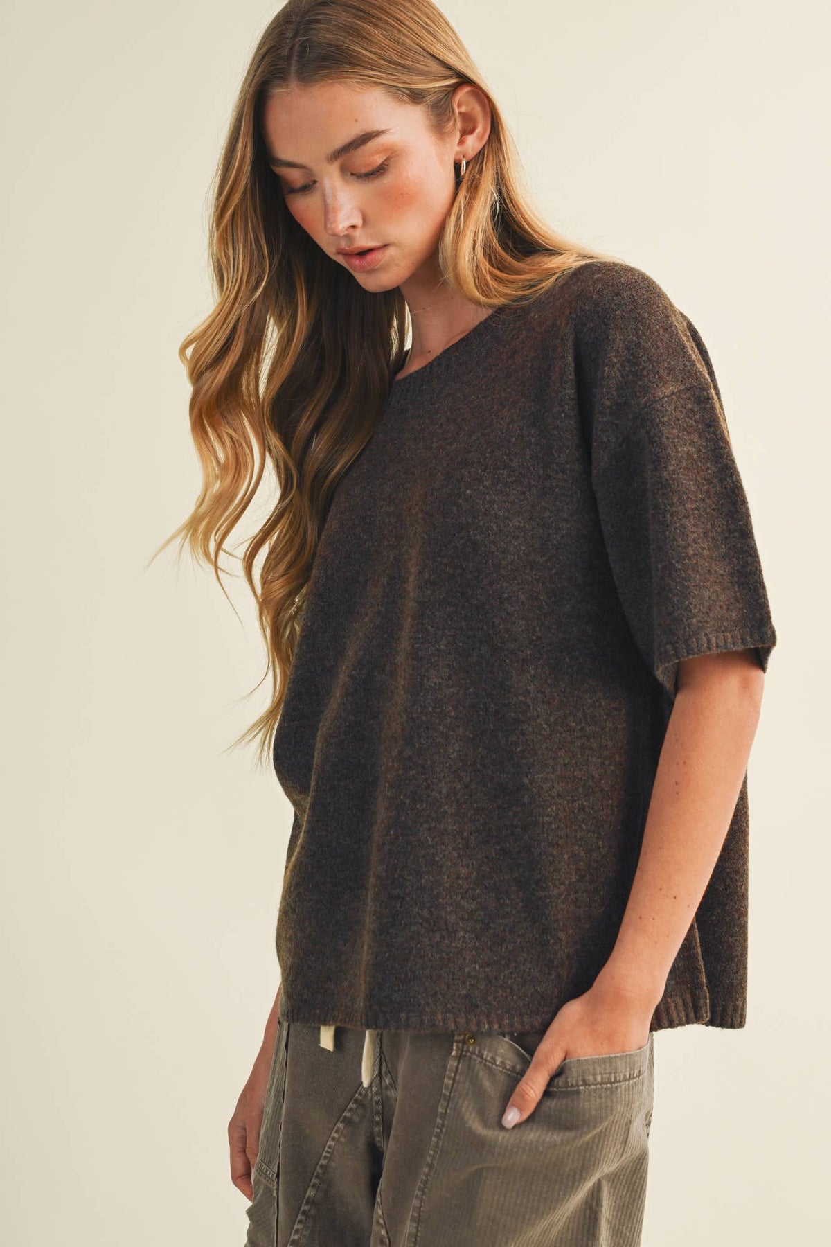 Center-Seam Boxy Drop-Shoulder Pullover