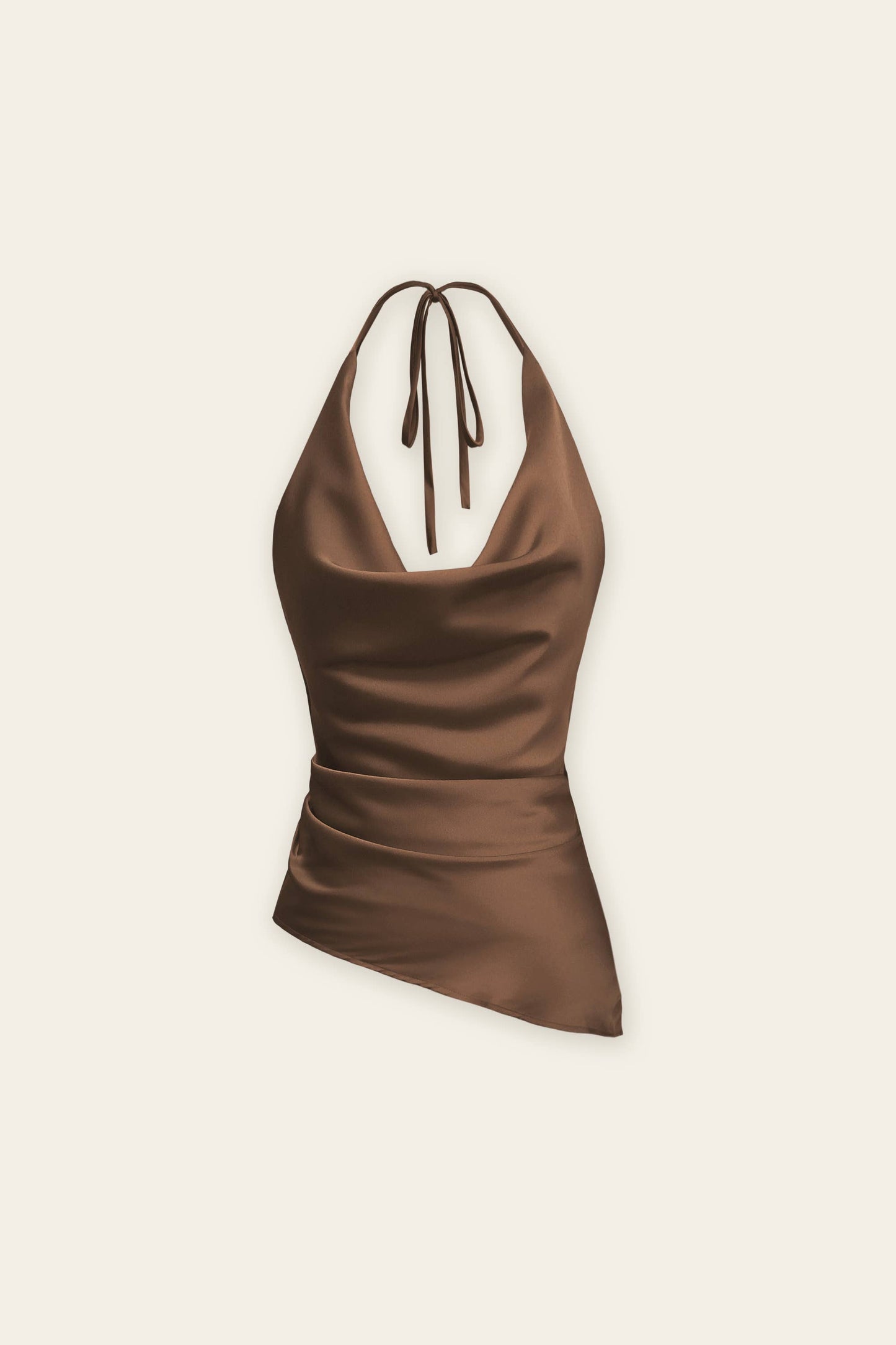 Satin Asymmetrical Hem Halter Top