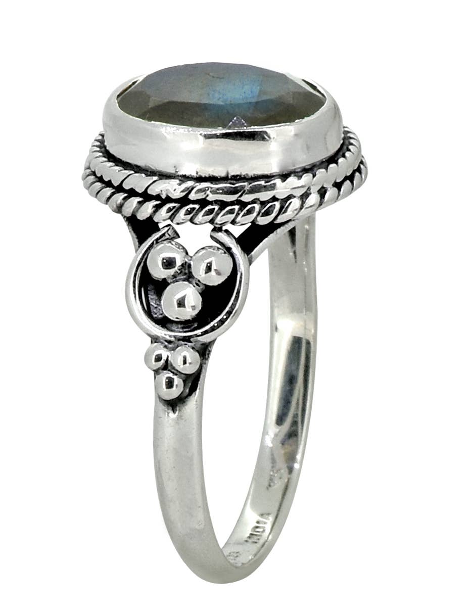 Labradorite Solid 925 Sterling Silver Solitaire Ring