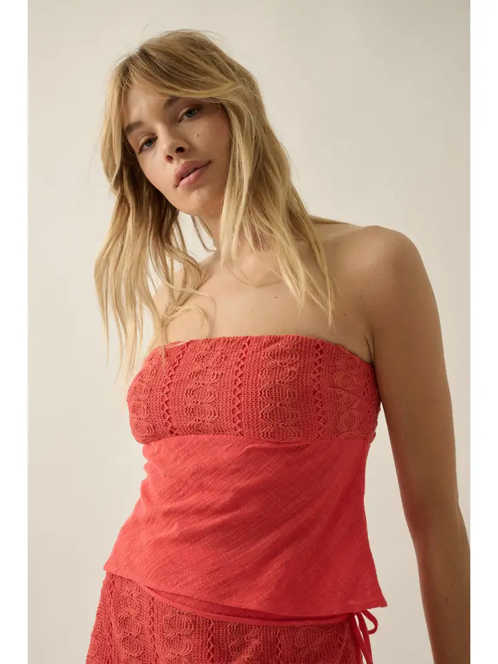 Lace Crochet Strapless Top