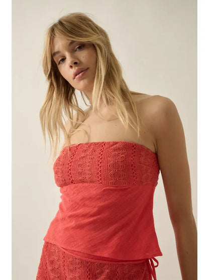 Lace Crochet Strapless Top