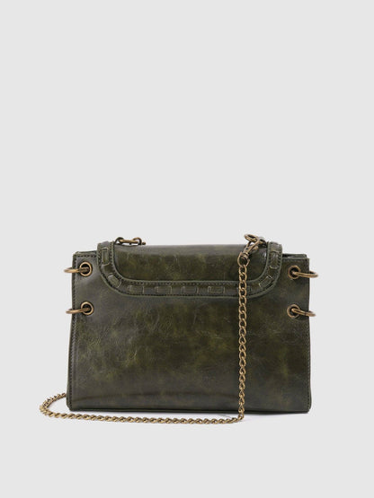 Retro Metal Buckle Leather Square Shoulder Bag