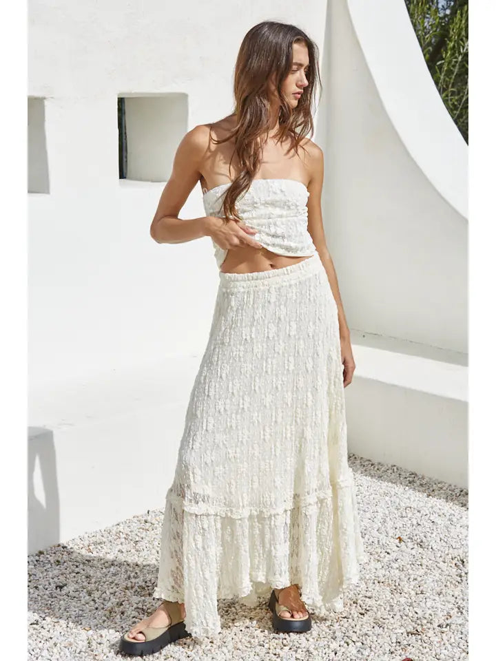 White Lace Strapless Top