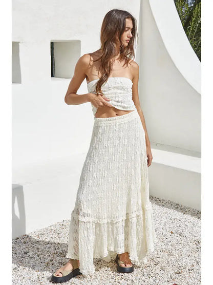 White Lace Strapless Top