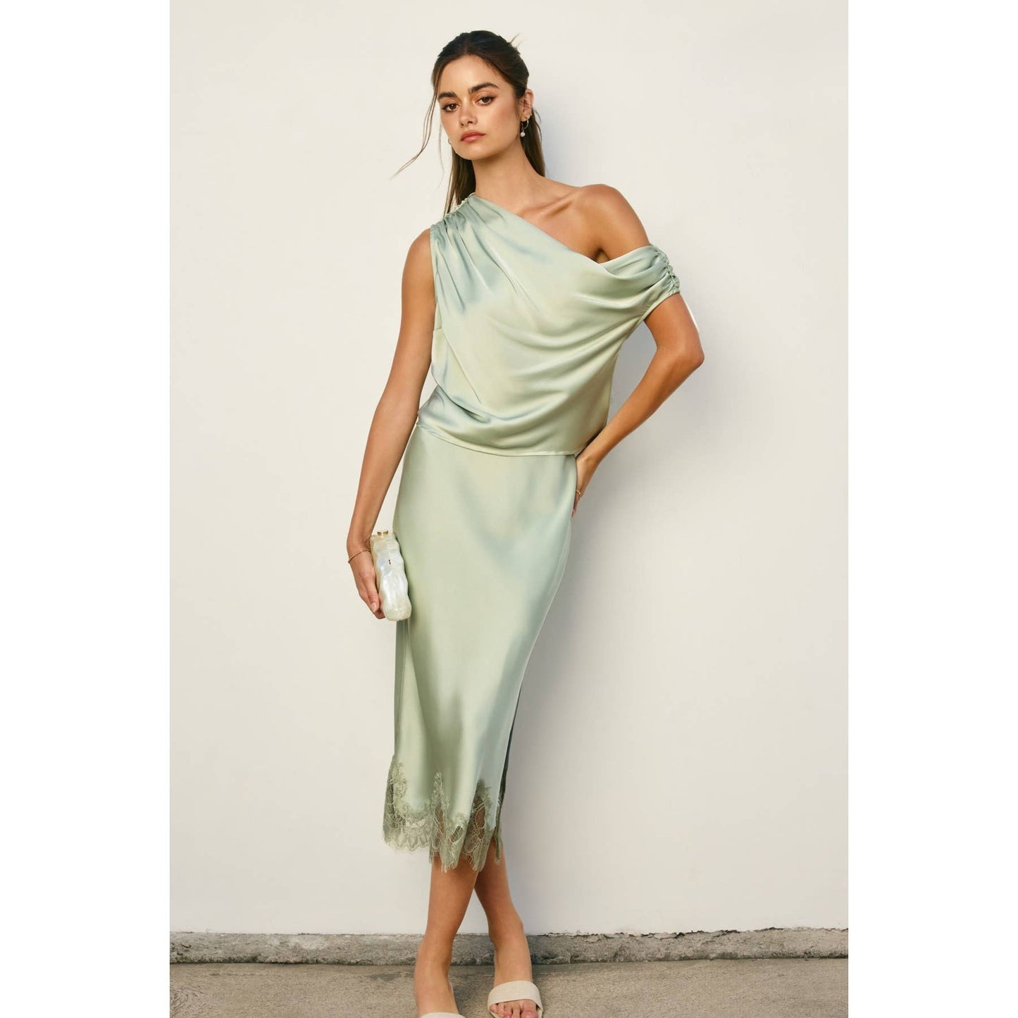 Satin Asymmetrical One Shoulder Top