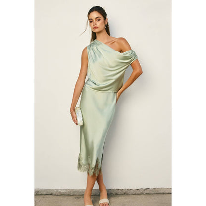 Satin Asymmetrical One Shoulder Top
