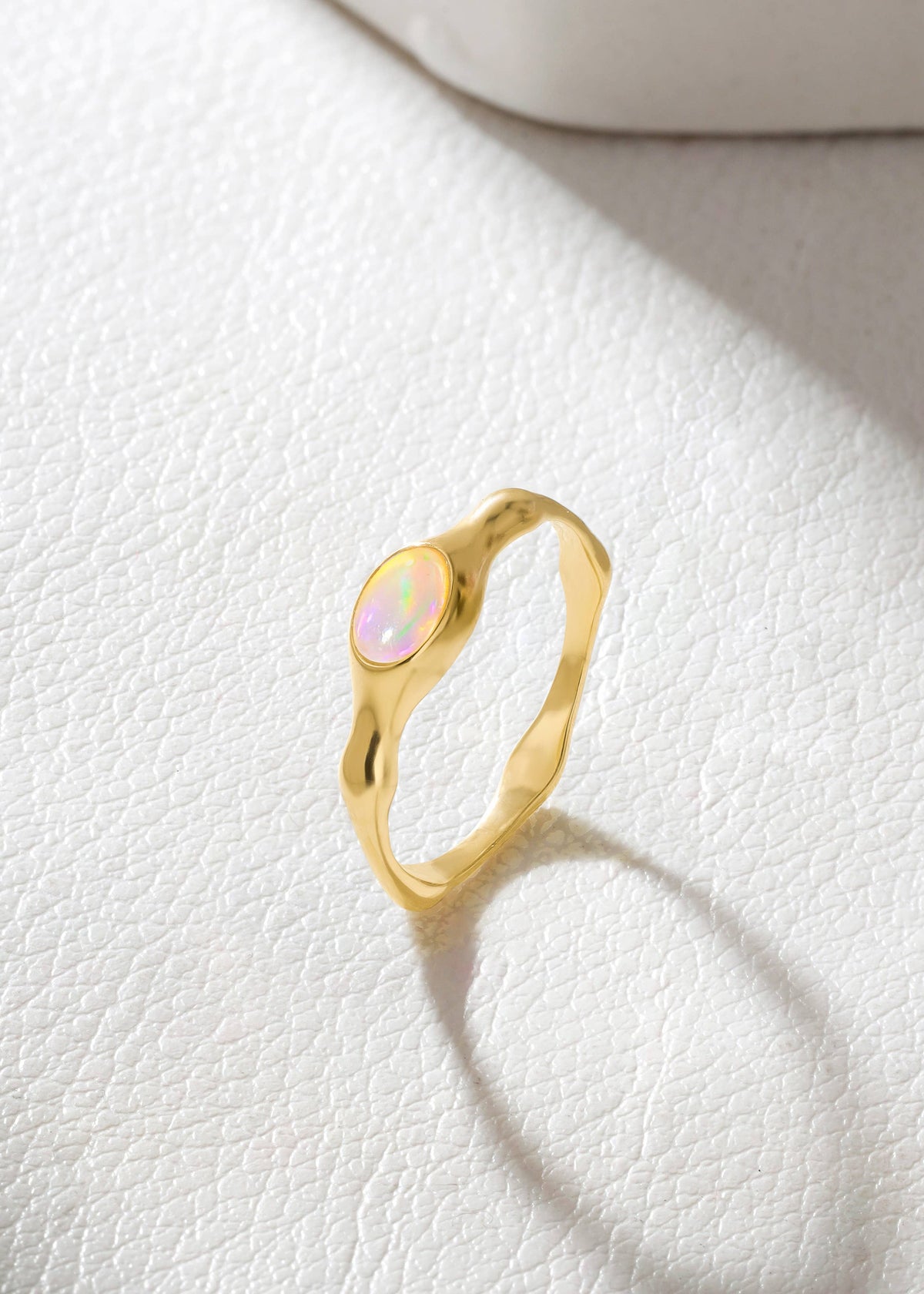 Gold Plated 925 Silver Ethiopian Opal Handcrafted Ring