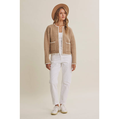 CRISP AIR SOFT BRUSH WOOL BLEND SWEATER CARDIGAN JACKET
