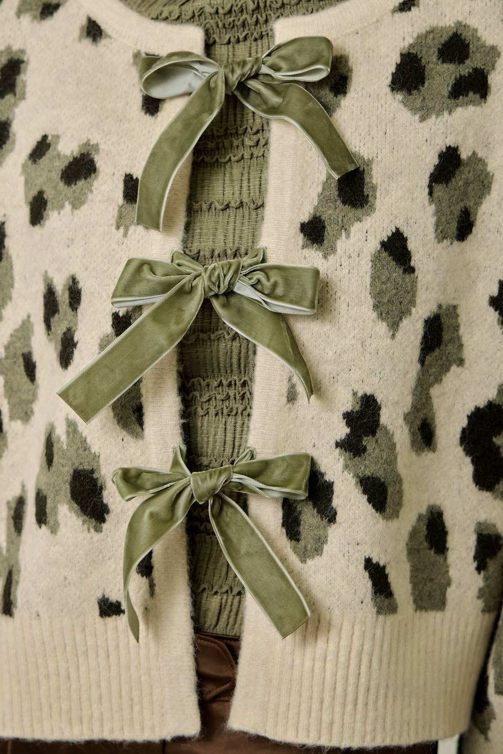 Front Bow Tied Leopard Cardigan