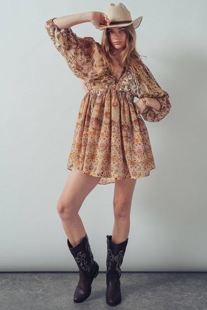 Boho Smocked Waist Mini Dress