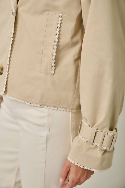 Lace Trim Half Length Trench Coat