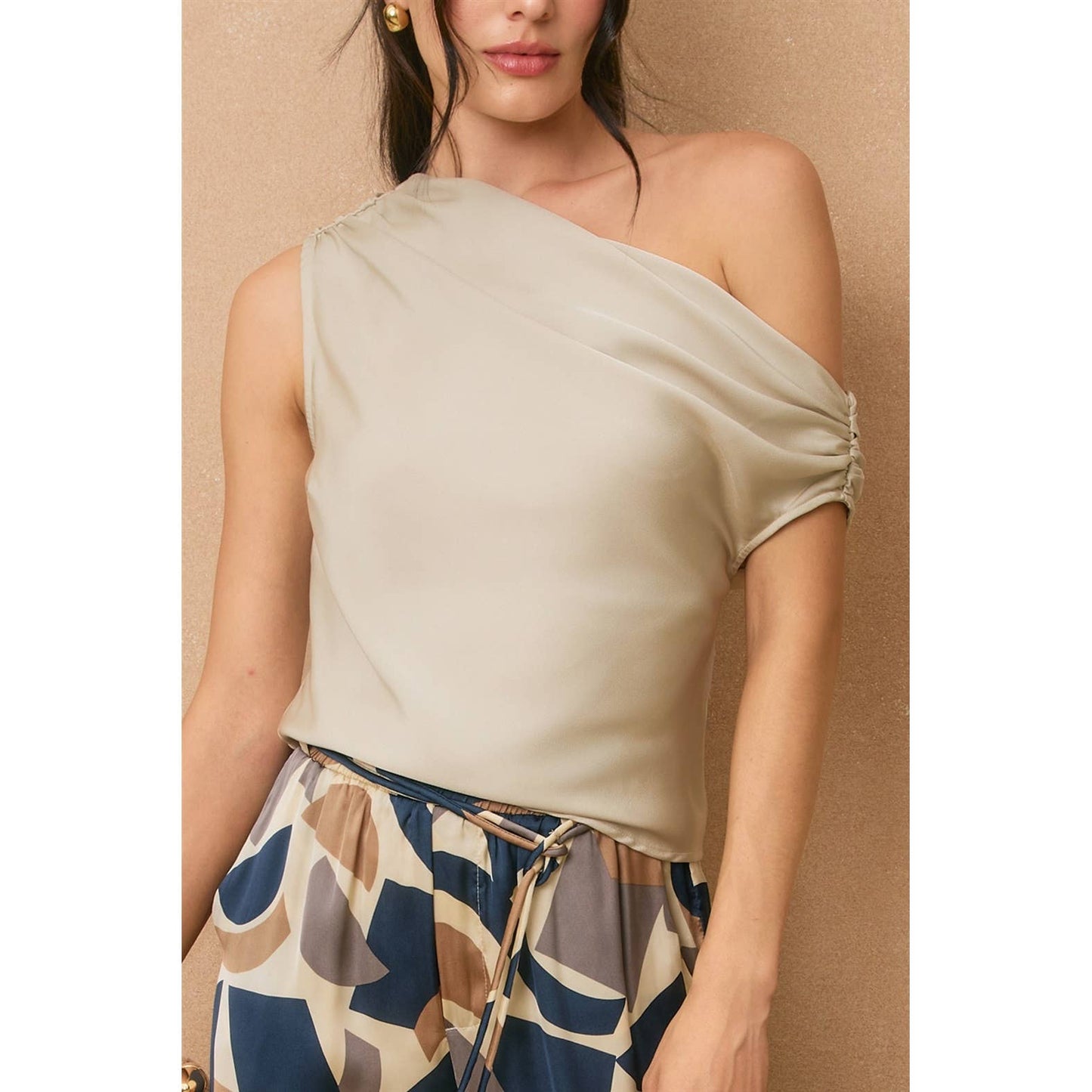 Satin Asymmetrical One Shoulder Top