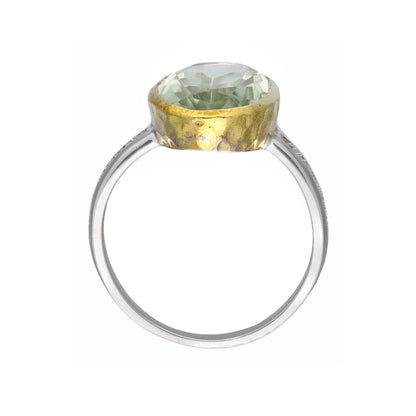925 Sterling Silver Green Amethyst Statement Ring