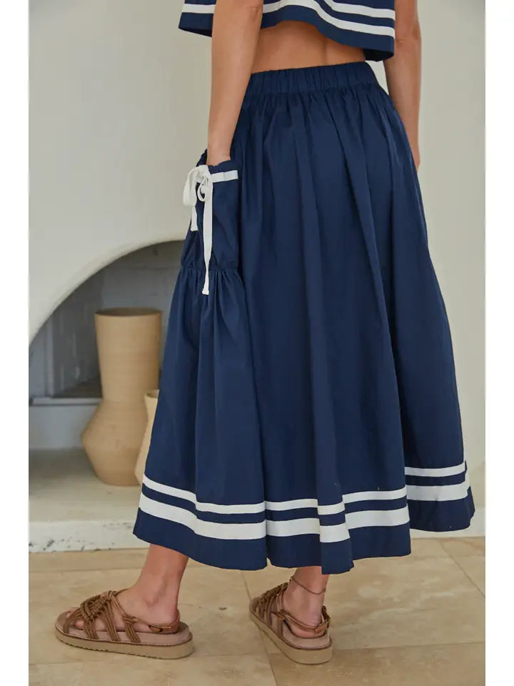 Tie Front / Button Down Midi Skirt