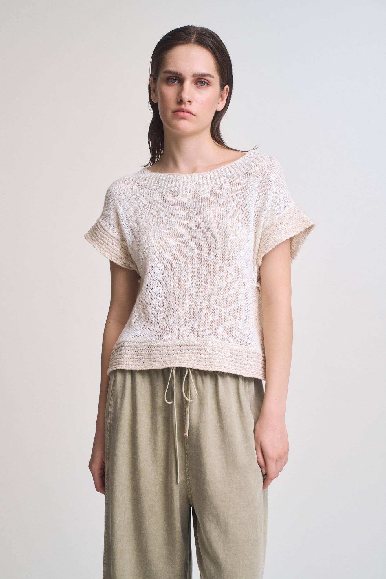 DROP SHOULDER OVERLAP SIDE SEAM KNIT TOP