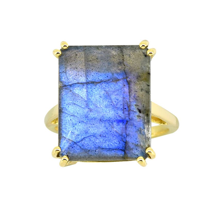 Gold Plated Over Silver Labradorite Aetherlight Crest Ring