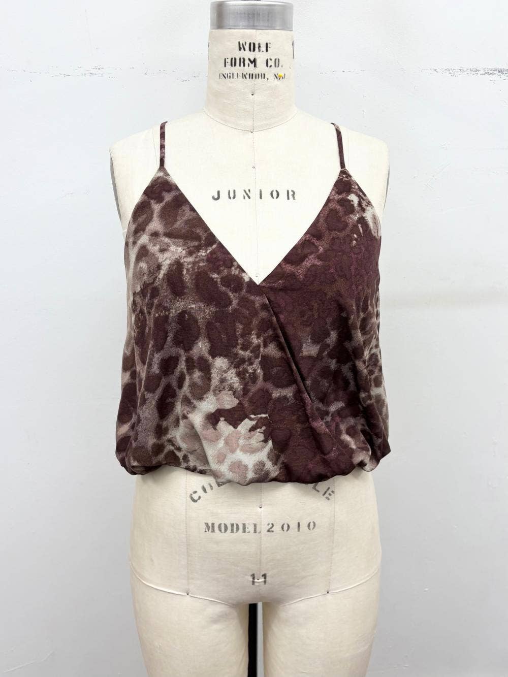 Abstract Animal Print Surplice Cami Top
