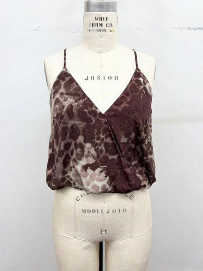 Abstract Animal Print Surplice Cami Top