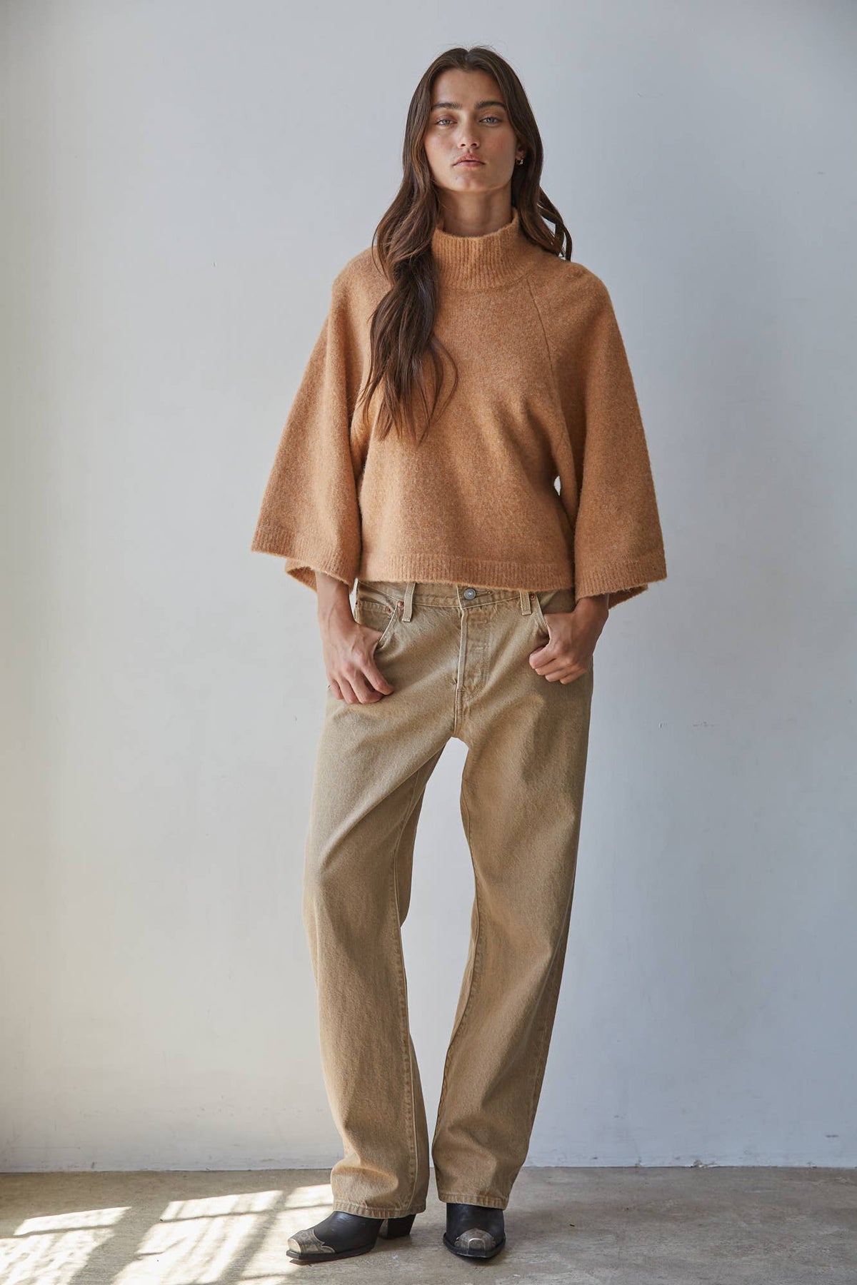 Knit Sweater Turtleneck Boxy Pullover