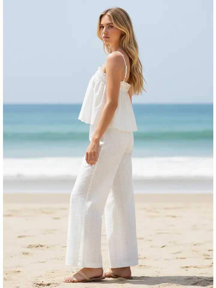White Eyelet Top / Pant Set