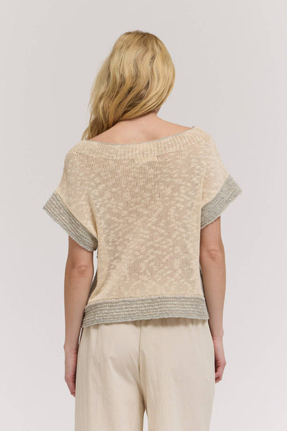 DROP SHOULDER OVERLAP SIDE SEAM KNIT TOP